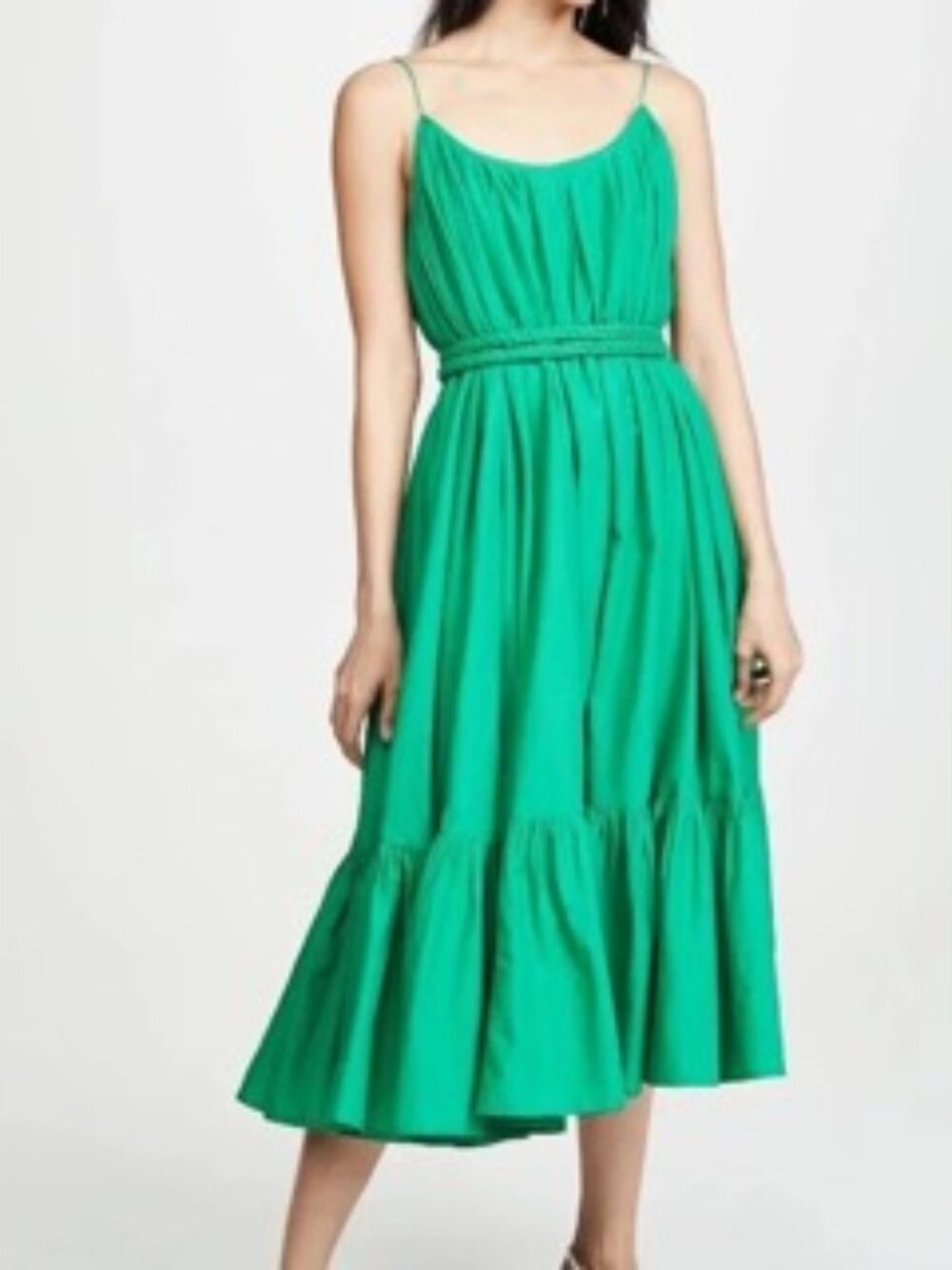 Rhode XS Lea Cotton Midi Dress in Kelly Green